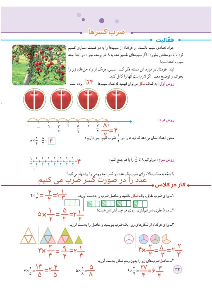 گام به گام ریاضی پنجم فصل 2 : کسر صفجه 32