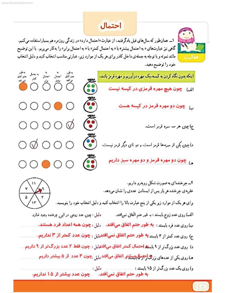 گام به گام ریاضی چهارم فصل 7 صفحه 148