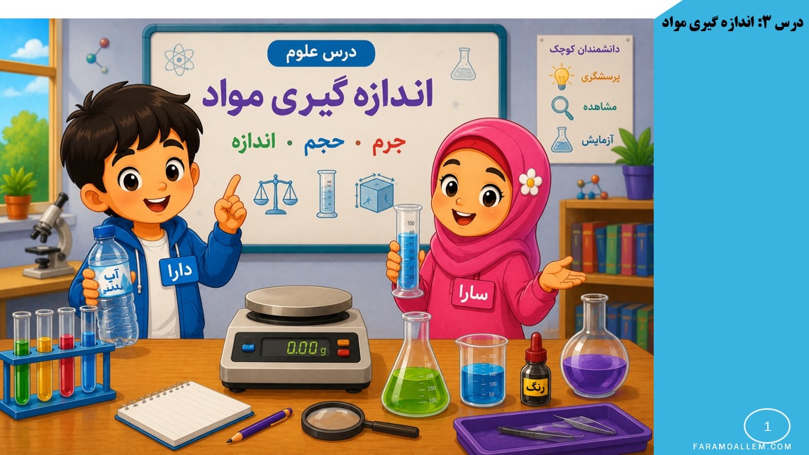 پاورپوینت علوم سوم درس 3 اندازه گیری مواد 301