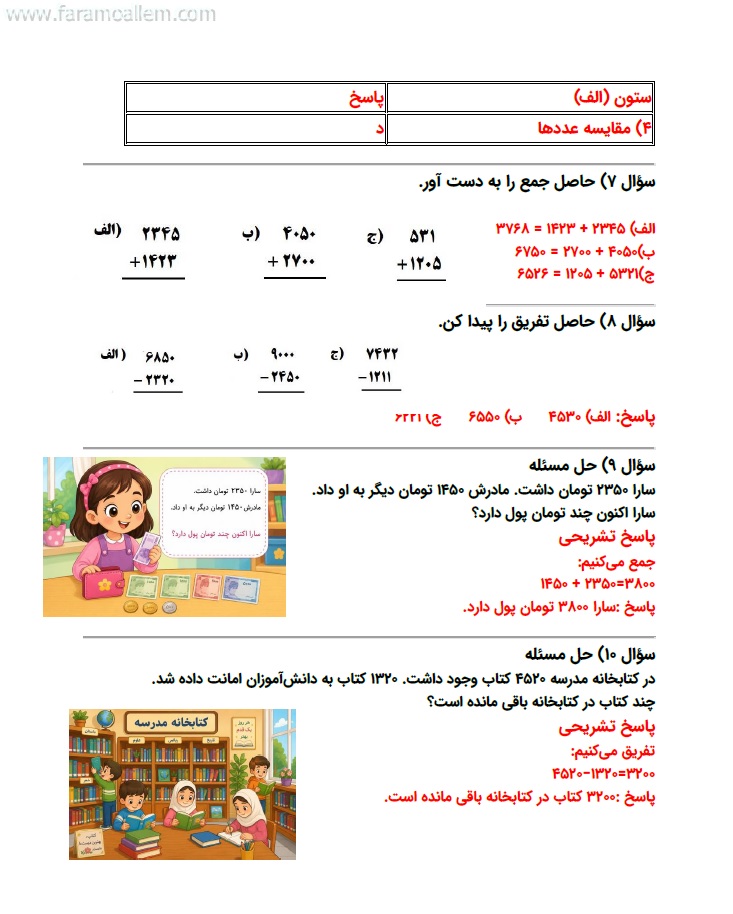 کاربرگ ریاضی سوم فصل 6 صفحه 12