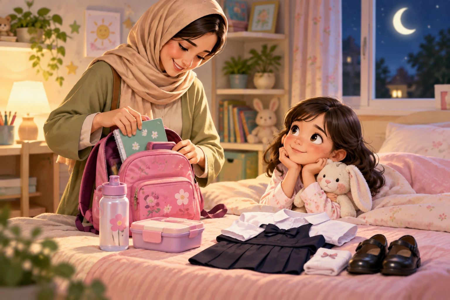آماده کردن کیف و لباس مدرسه از شب قبل برای کودک کلاس اولی