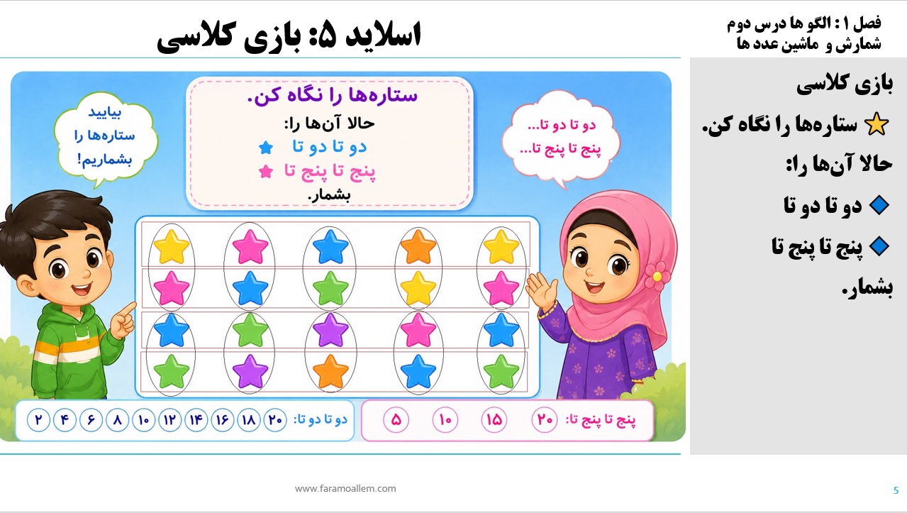 پاورپوینت ریاضی سوم دبستان فصل 1:درس دوم