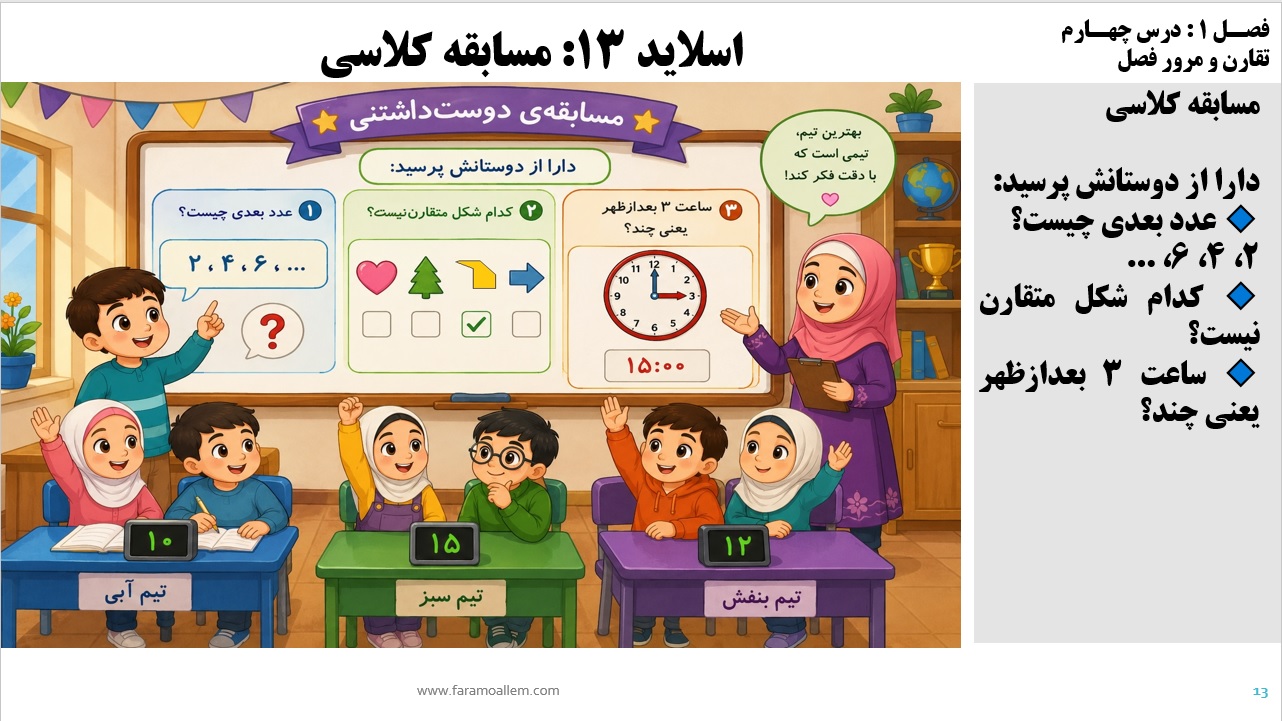 پاورپوینت ریاضی سوم دبستان فصل 1:درس چهارم اسلاید 13