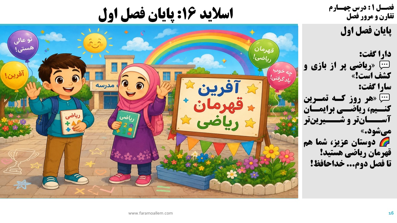پاورپوینت ریاضی سوم دبستان فصل 1:درس چهارم اسلاید 16