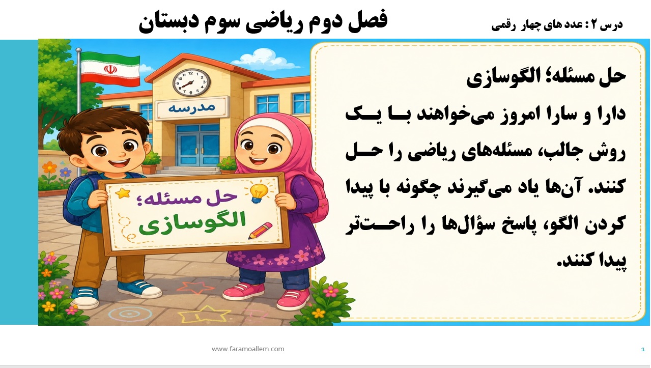 پاورپوینت ریاضی سوم دبستان فصل 2:درس اول اسلاید1