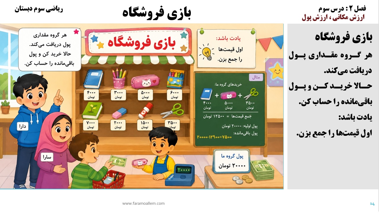 پاورپوینت ریاضی سوم دبستان فصل 2:درس سوم اسلاید شماره 14