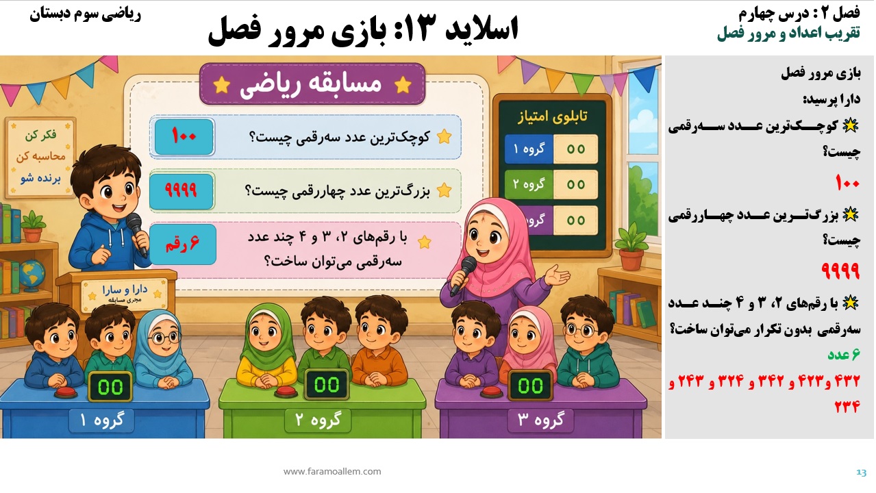 پاورپوینت ریاضی سوم دبستان فصل 2:درس چهارم اسلاید13