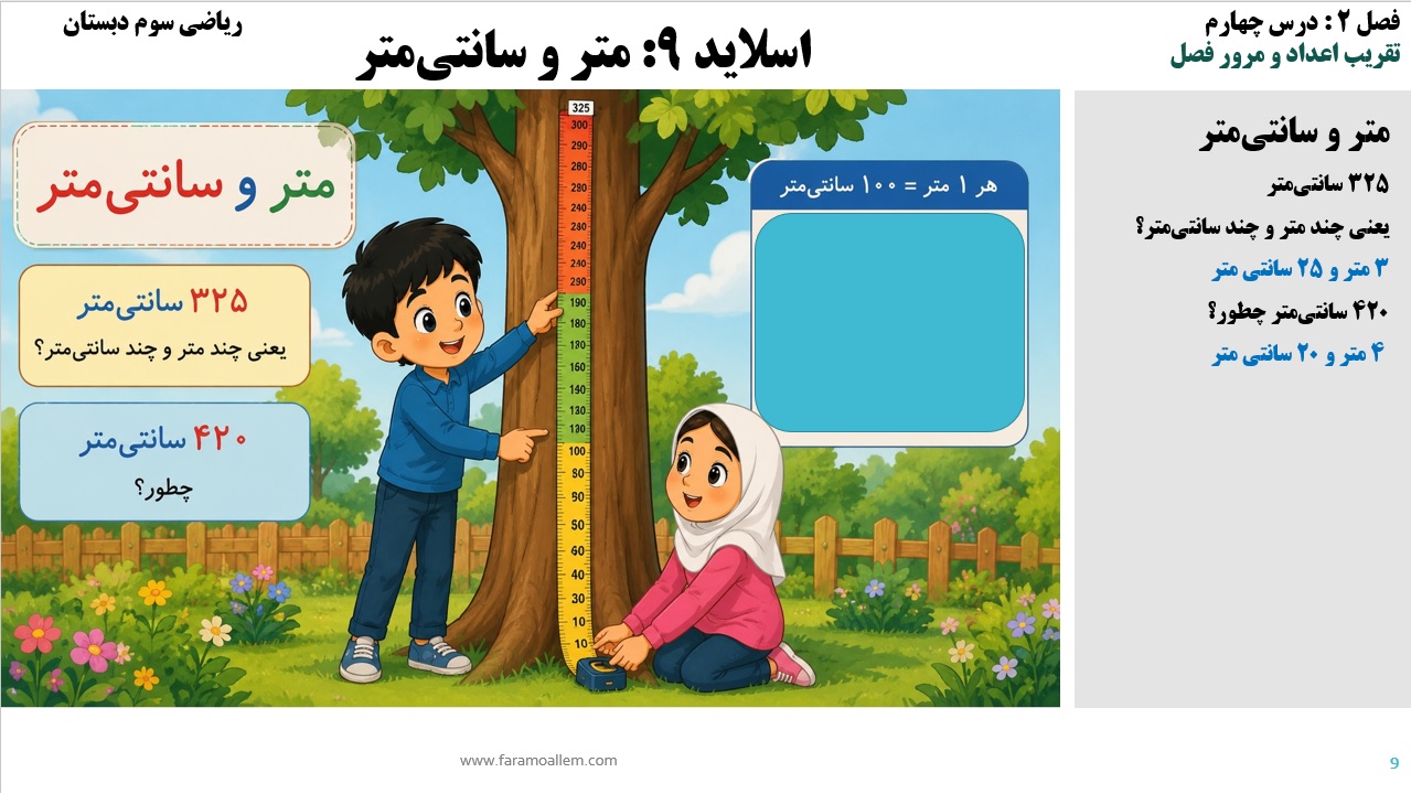 پاورپوینت ریاضی سوم دبستان فصل 2:درس چهارم اسلاید9