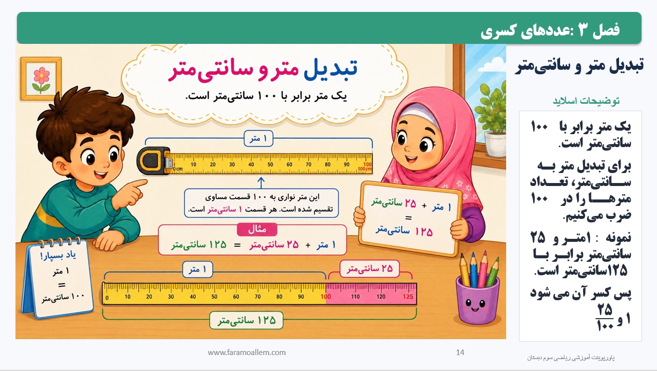 پاورپوینت ریاضی سوم دبستان فصل 3:درس دوم اسلاید شماره14