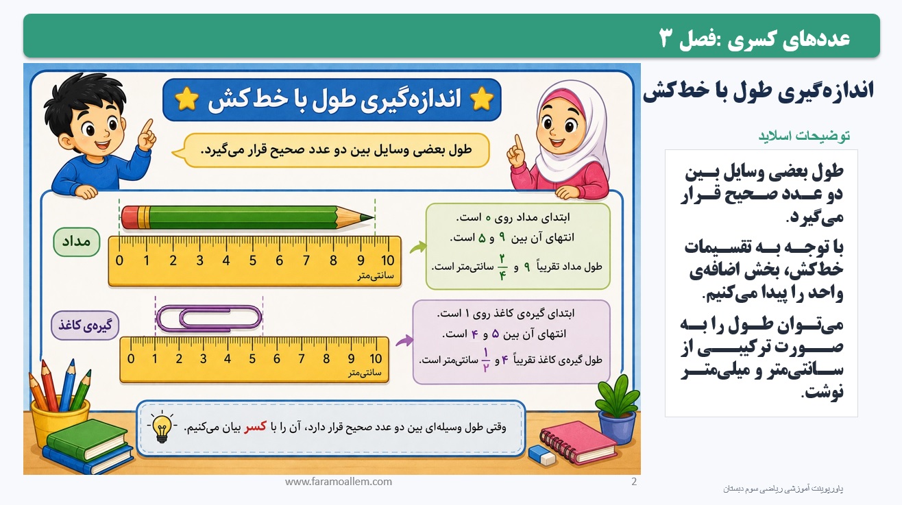 پاورپوینت ریاضی سوم دبستان فصل 3:درس دوم اسلاید شماره2