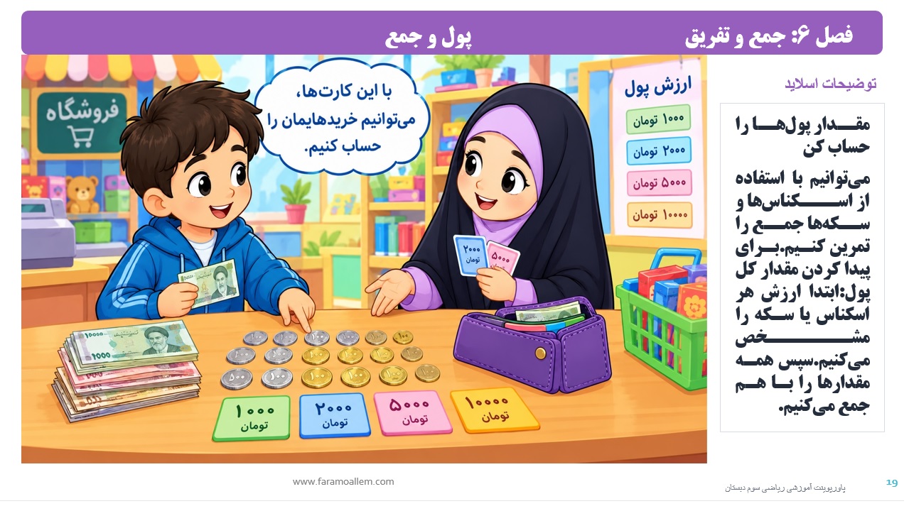 پاورپوینت ریاضی سوم دبستان فصل 6 اسلاید 19