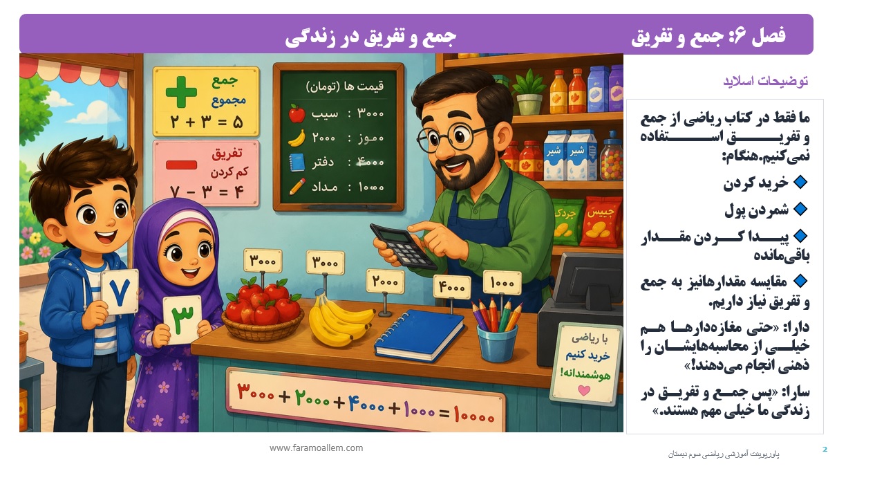 پاورپوینت ریاضی سوم دبستان فصل 6 اسلاید 2