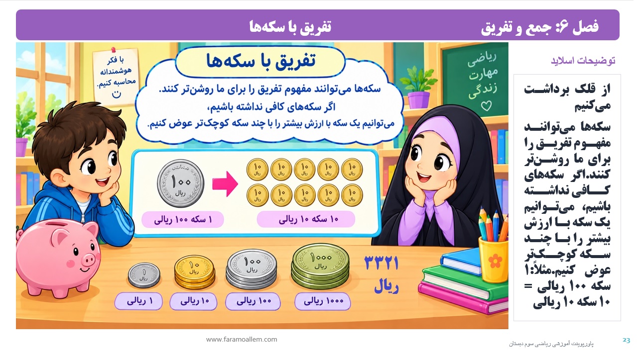 پاورپوینت ریاضی سوم دبستان فصل 6 اسلاید 23