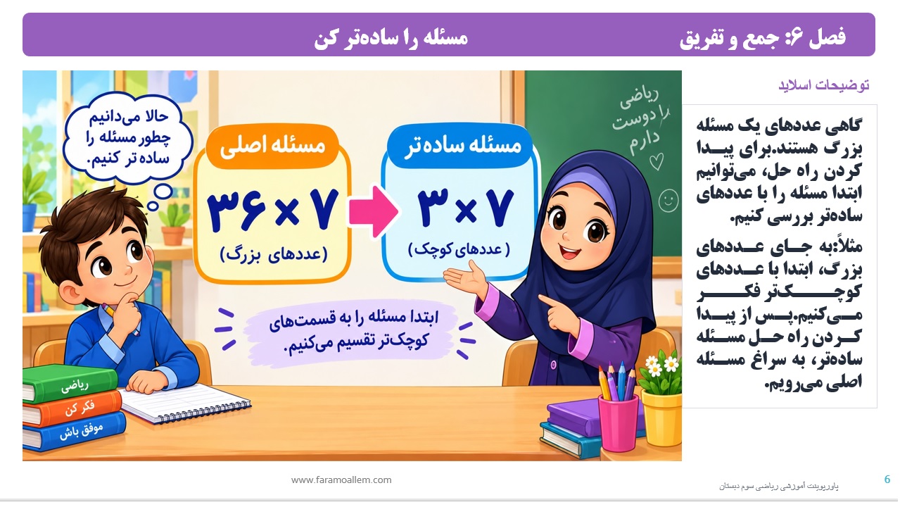 پاورپوینت ریاضی سوم دبستان فصل 6 اسلاید 6