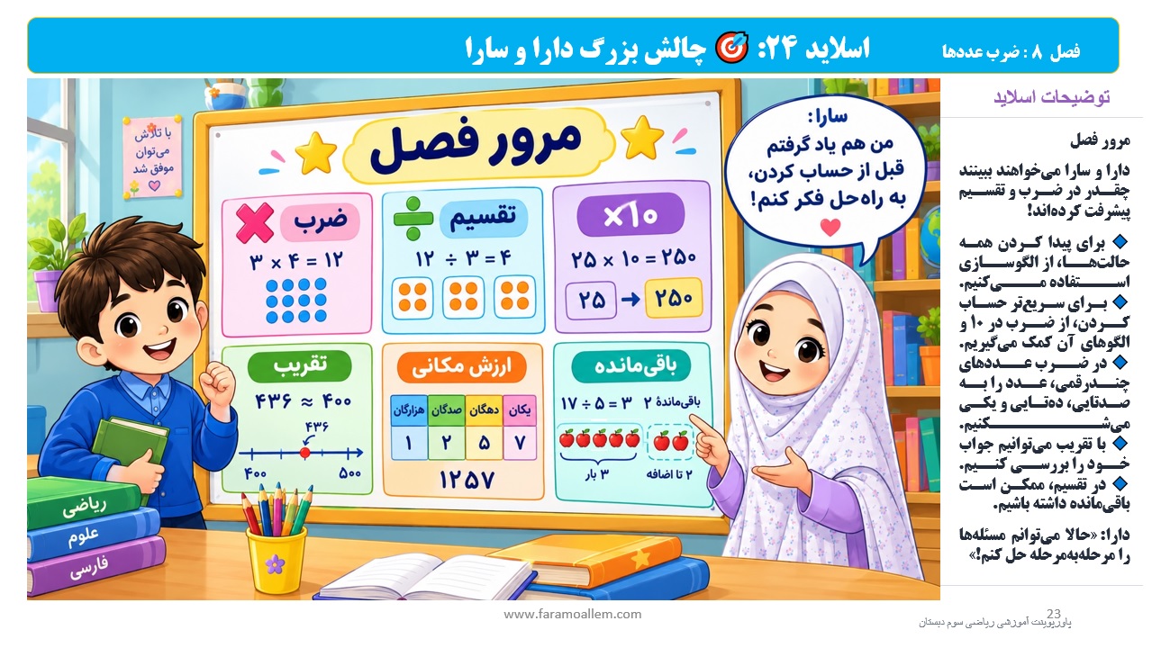 پاورپوینت ریاضی سوم دبستان فصل 8 اسلاید 23